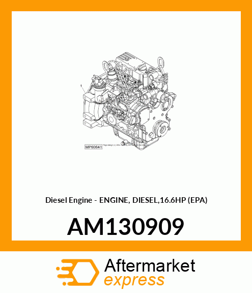 Diesel Engine - ENGINE, DIESEL,16.6HP (EPA) AM130909