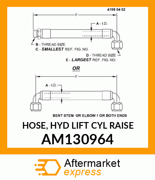 HOSE, HYD LIFT CYL RAISE AM130964