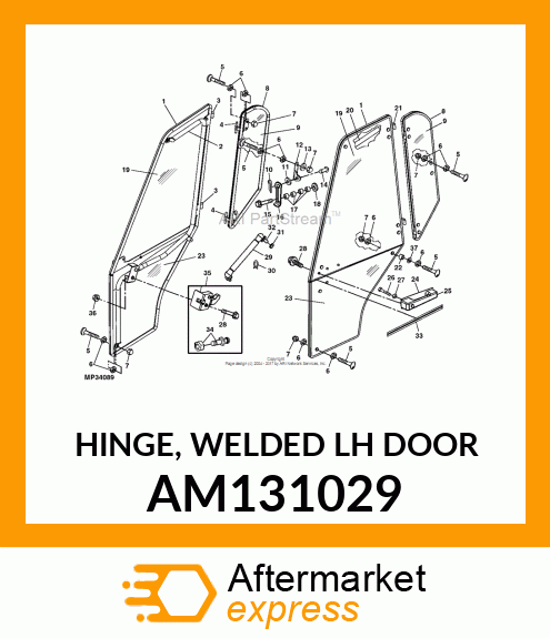 HINGE, WELDED LH DOOR AM131029