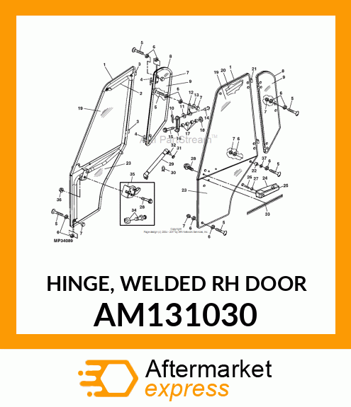 HINGE, WELDED RH DOOR AM131030