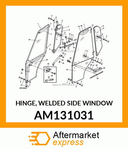 HINGE, WELDED SIDE WINDOW AM131031