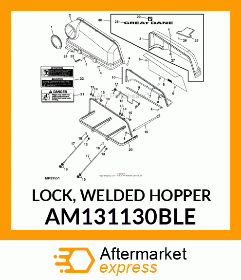 LOCK, WELDED HOPPER AM131130BLE