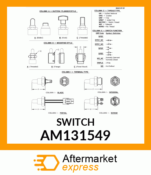 SWITCH, SEAT NC/NO BASIC 6 LB AM131549