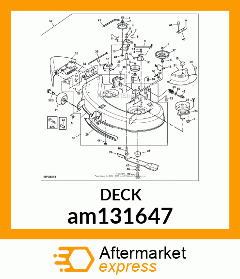 DECK, WELDED W/CHUTE AND LABELS 38" am131647