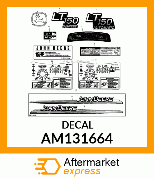 LABEL KIT, KIT, MODEL LABEL LT150 A AM131664