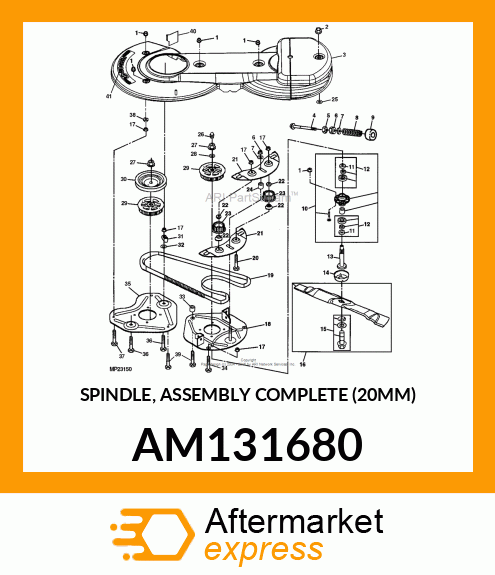 SPINDLE, ASSEMBLY COMPLETE (20MM) AM131680