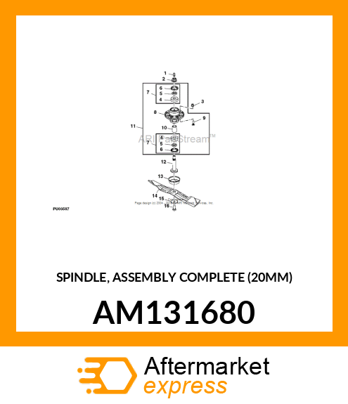 SPINDLE, ASSEMBLY COMPLETE (20MM) AM131680