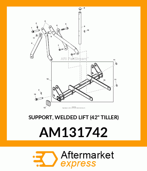 SUPPORT, WELDED LIFT (42" TILLER) AM131742