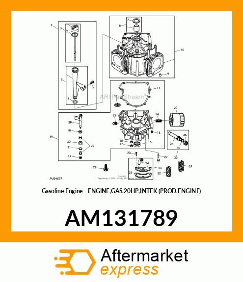 Gasoline Engine - ENGINE,GAS,20HP,INTEK (PROD.ENGINE) AM131789