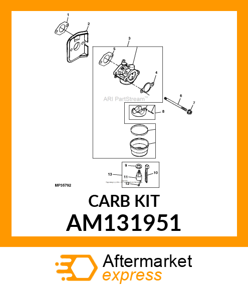 KIT, CARBURATOR W/GASKETS AM131951