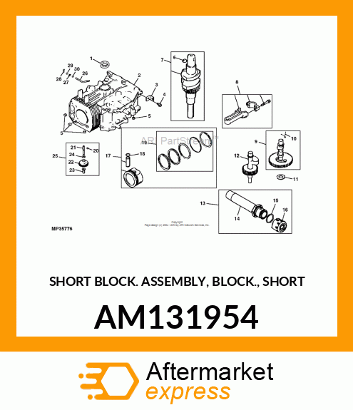 SHORT BLOCK ASSEMBLY, BLOCK, SHORT AM131954