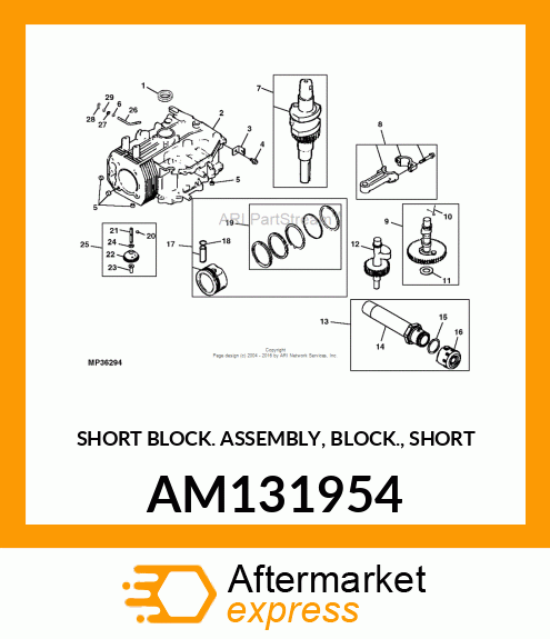 SHORT BLOCK ASSEMBLY, BLOCK, SHORT AM131954