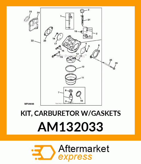 KIT, CARBURETOR W/GASKETS AM132033