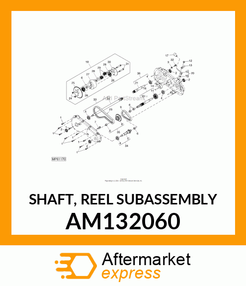 SHAFT, REEL SUBASSEMBLY AM132060
