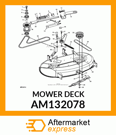 Mower Deck - DECK, W/CHUTE & LABELS 42C - SVC AM132078