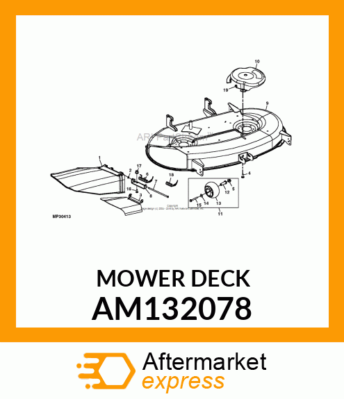 Mower Deck - DECK, W/CHUTE & LABELS 42C - SVC AM132078