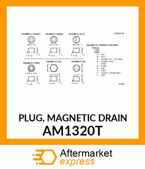 PLUG, MAGNETIC DRAIN AM1320T