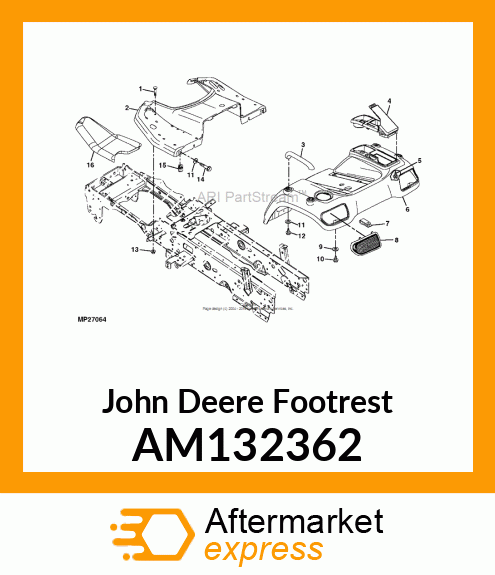 FOOTREST, FOOTREST, TUNNEL W/LABEL AM132362