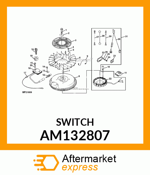 SWITCH, DELTA 4 POS W/ INSERT AM132807