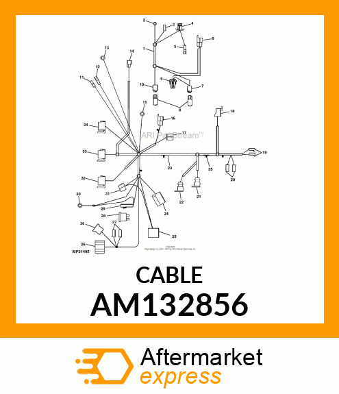 HARNESS, INSTRUMENT LESS HOURMETER AM132856