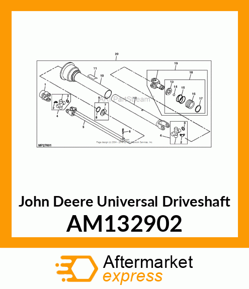 UNIVERSAL DRIVESHAFT, SHAFT, UNIVER AM132902