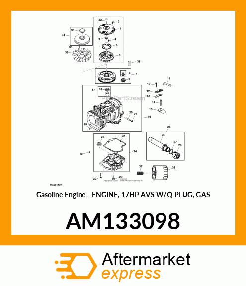 Gasoline Engine - ENGINE, 17HP AVS W/Q PLUG, GAS AM133098