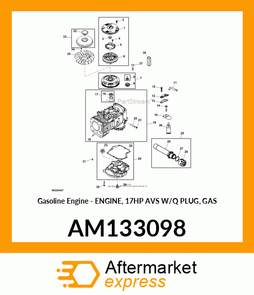 Gasoline Engine - ENGINE, 17HP AVS W/Q PLUG, GAS AM133098