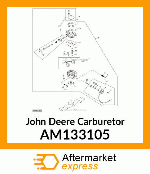 CARBURETOR, KIT, CARBURETOR W/GASKE AM133105