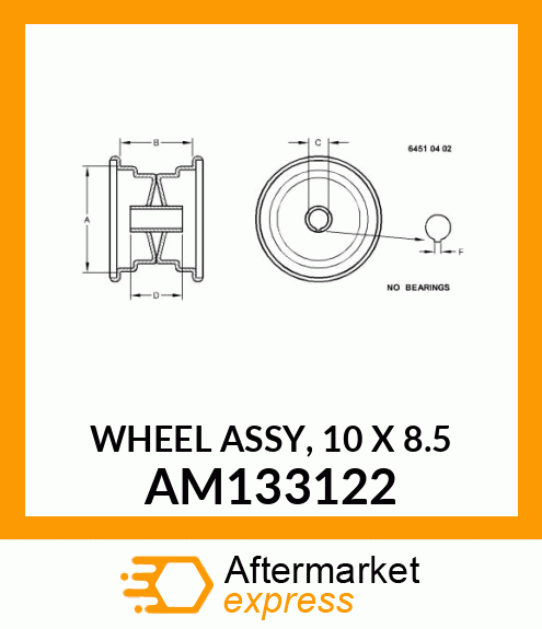 WHEEL ASSY, 10 X 8.5 AM133122