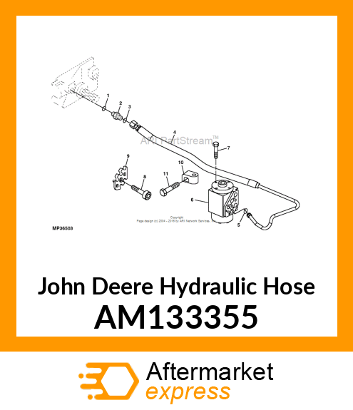 HOSE, HYD. HYDRO TO STEERING VALVE AM133355