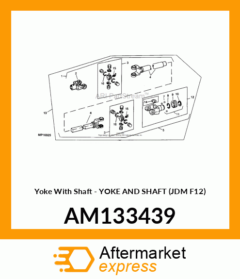 Yoke With Shaft - YOKE AND SHAFT (JDM F12) AM133439