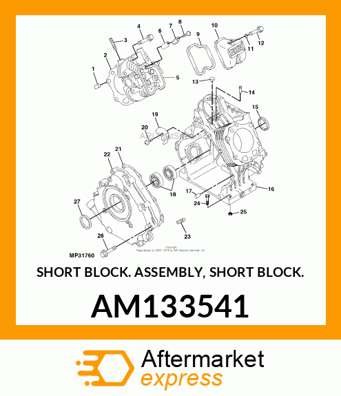 SHORT BLOCK ASSEMBLY AM133541