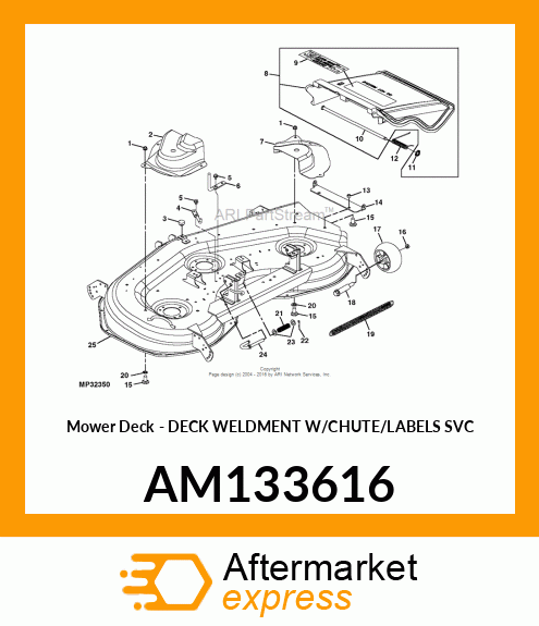 Mower Deck - DECK WELDMENT W/CHUTE/LABELS SVC AM133616