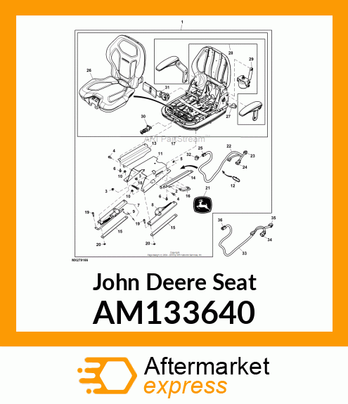 SEAT, SEAT RAIL, LH DELUXE AM133640