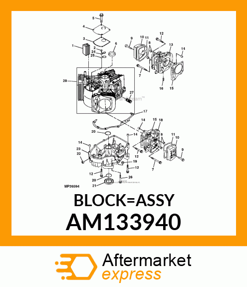 ENGINE, SHORT BLOCK AM133940