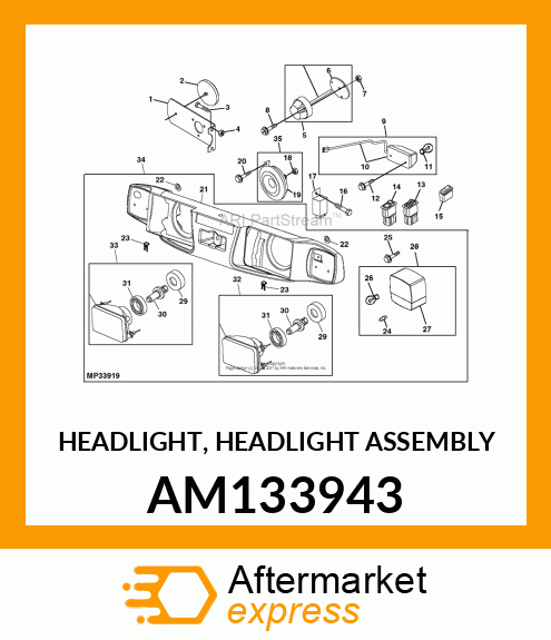 HEADLIGHT, HEADLIGHT ASSEMBLY AM133943