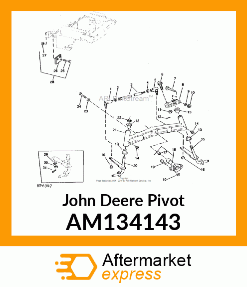 PIVOT, AXLE PIVOT W/BRG, AM35537 CA AM134143