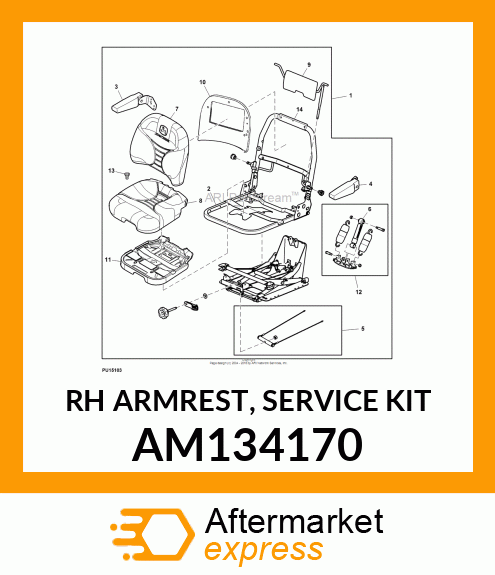 RH ARMREST, SERVICE KIT AM134170