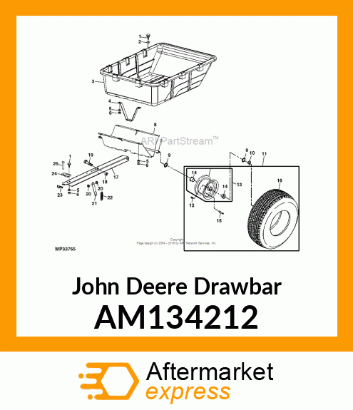 DRAWBAR, 10P W/DECAL AM134212