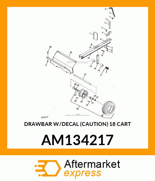 DRAWBAR W/DECAL (CAUTION) 18 CART AM134217