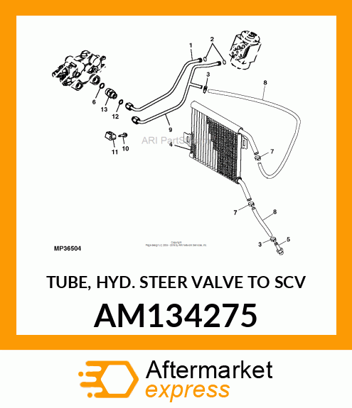 TUBE, HYD. STEER VALVE TO SCV AM134275