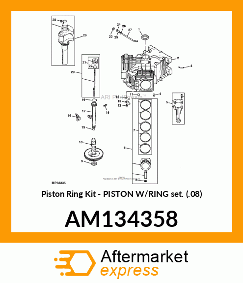 Piston with Ring Set .08 AM134358