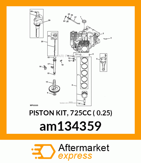 PISTON KIT, 725CC ( 0.25) am134359