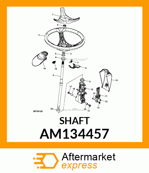 SHAFT, STEERING WHEEL ASSY AM134457