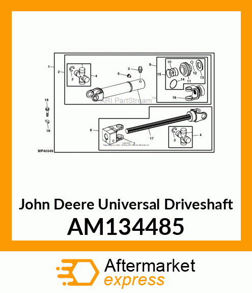 DRIVESHAFT,UNIVERSAL X21/2320 DECK AM134485