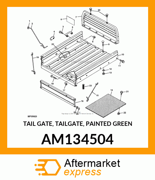 TAIL GATE, TAILGATE, PAINTED GREEN AM134504