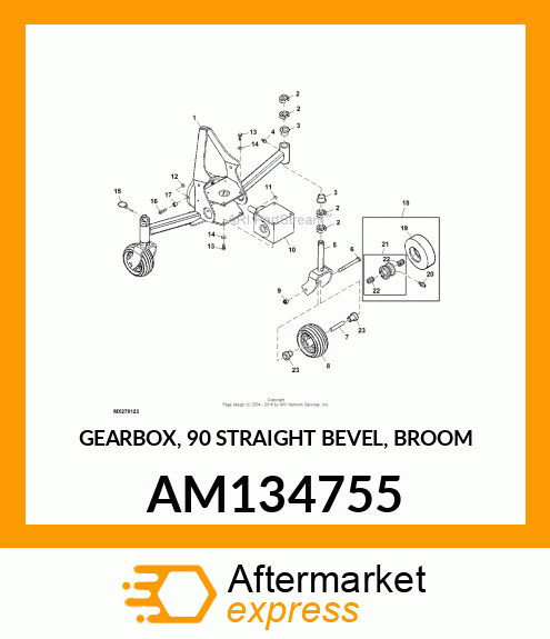 GEARBOX, 90 STRAIGHT BEVEL, BROOM AM134755