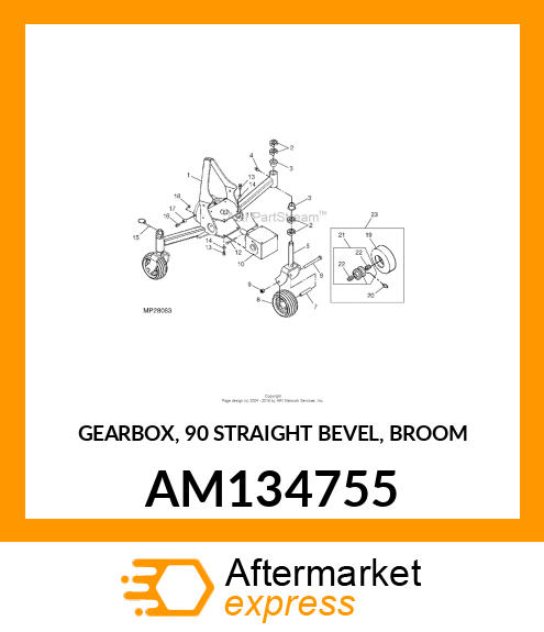 GEARBOX, 90 STRAIGHT BEVEL, BROOM AM134755