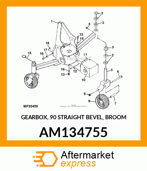 GEARBOX, 90 STRAIGHT BEVEL, BROOM AM134755