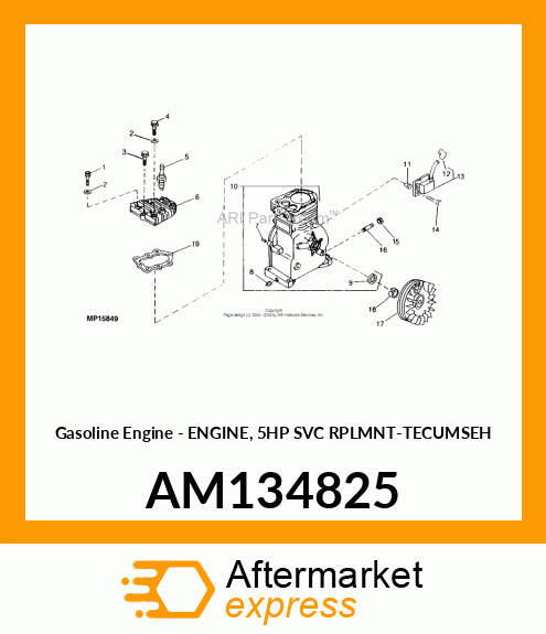 Gasoline Engine - ENGINE, 5HP SVC RPLMNT-TECUMSEH AM134825